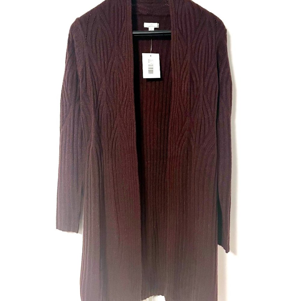 NEW Camber & Grace Ribbed Open-Front Cardigan, Size Small